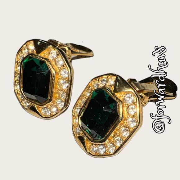 Vintage Clip On Gemstone Rhinestone Earrings - Picture 4 of 9